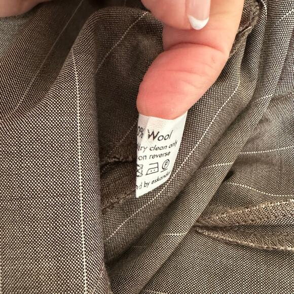 Eskandar Wool Stripe Taupe Pull On Woman Pants Size M-L - Picture 7 of 10